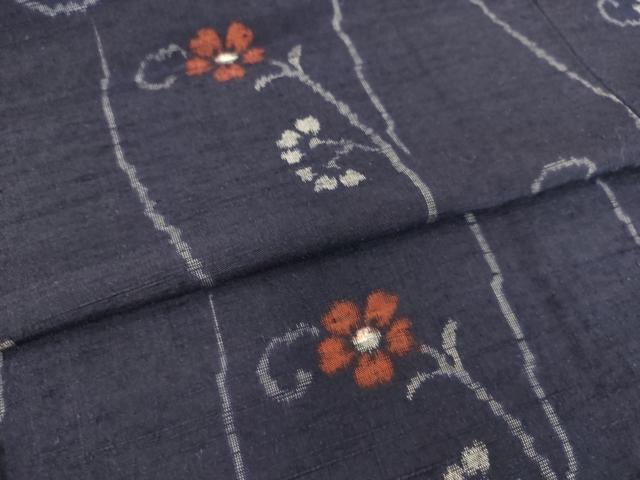 平和屋着物▽上質な紬 単衣 花唐草文 正絹 逸品 DAAS0727az