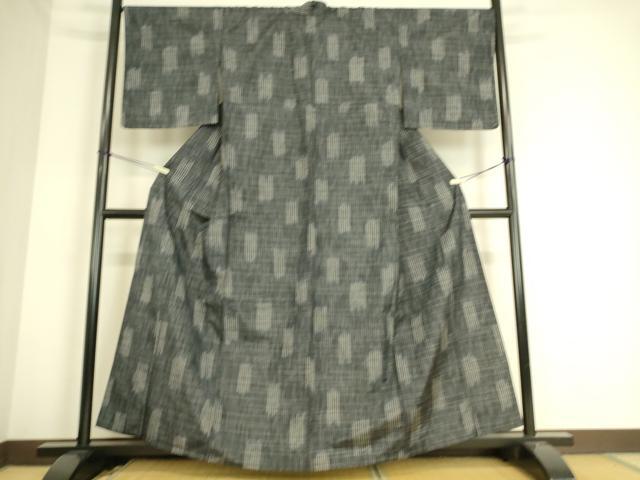 平和屋着物▽上質な紬 単衣 絣格子文 正絹 逸品 未使用 DAAS0737az