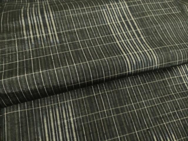平和屋着物▽上質な紬 単衣 絣格子文 正絹 逸品 未使用 DAAS0737az