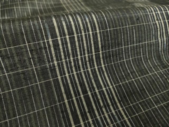 平和屋着物▽上質な紬 単衣 絣格子文 正絹 逸品 未使用 DAAS0737az