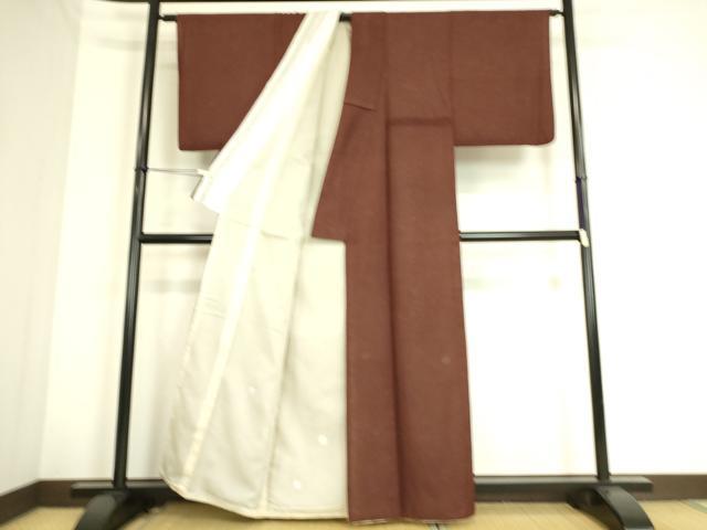 平和屋着物▽色留訪問着 無双 紗袷 紋紗×紗 葡萄茶色 正絹 逸品 DAAS0745az
