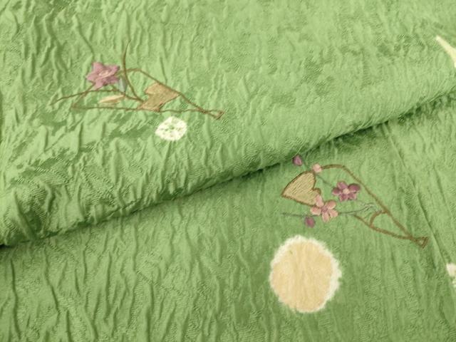 平和屋着物▽訪問着 単衣 総刺繍 絞り 扇面花文 正絹 逸品 DAAS0777az