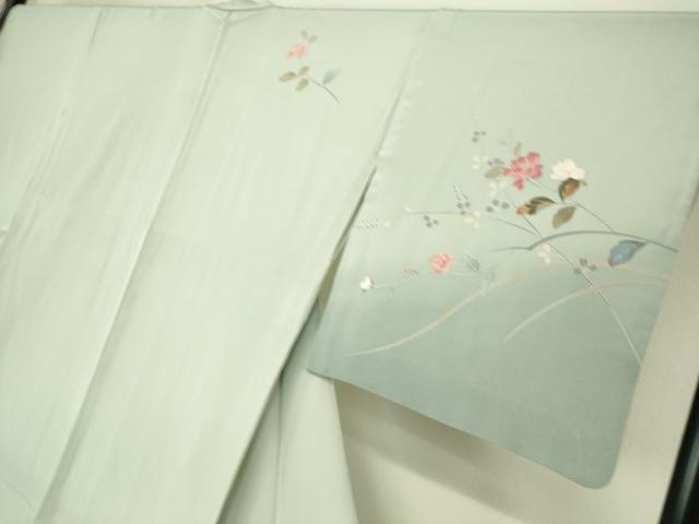平和屋着物▽訪問着 単衣 友禅 草花文 暈し染め 正絹 逸品 未使用 DAAS0780az