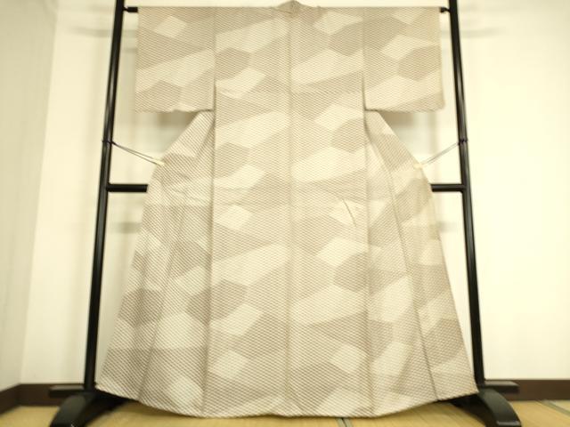 平和屋着物▽上質な小紋 単衣 麻の葉文 正絹 逸品 DAAS0784az