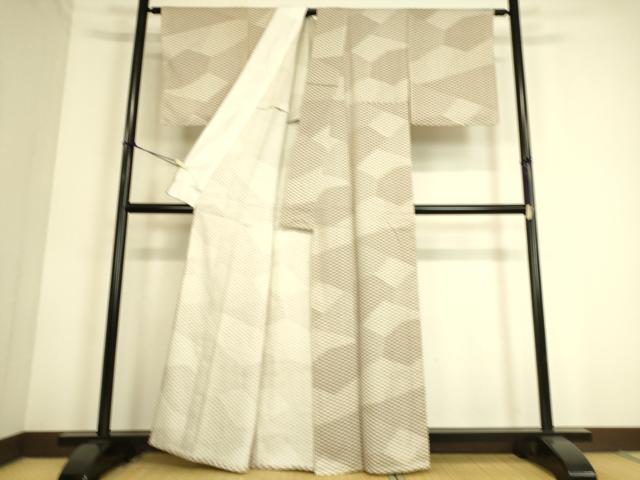 平和屋着物▽上質な小紋 単衣 麻の葉文 正絹 逸品 DAAS0784az