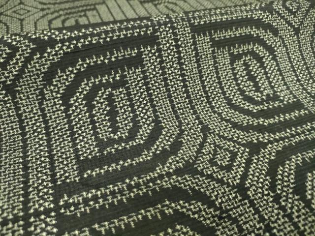 平和屋着物▽上質な紬 単衣 幾何学文 正絹 逸品 DAAS0910az