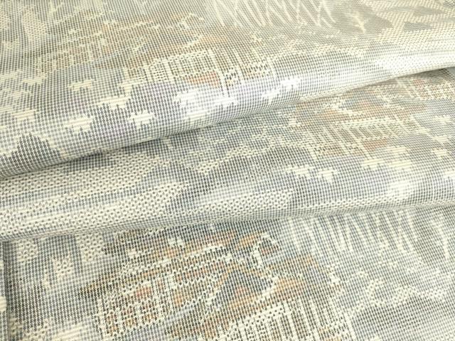 平和屋着物▽上質な紬 単衣 風景樹林文 正絹 逸品 DAAS0912az