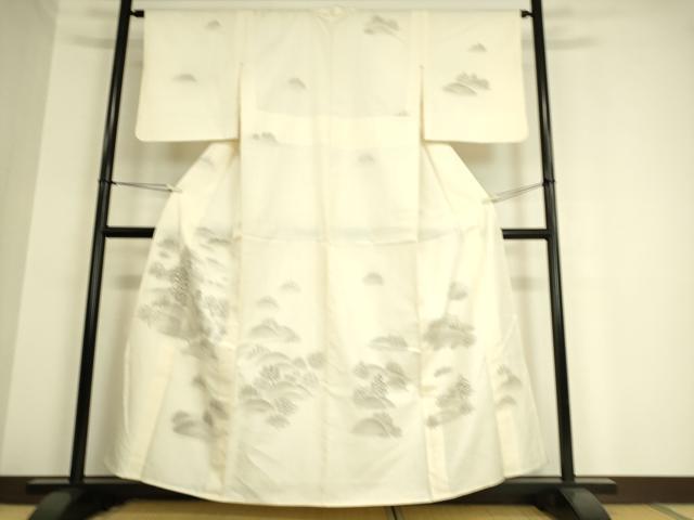 平和屋着物▽訪問着 単衣 紬地 風景山文 手描き 正絹 逸品 DAAS0954az