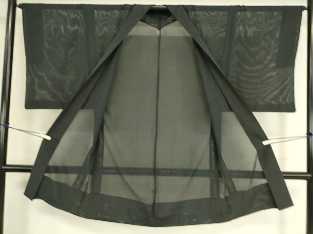 平和屋着物▽男性 長羽織 スリーシーズン 春夏秋 塵除け 絽 黒色 正絹 逸品 DAAS0964az