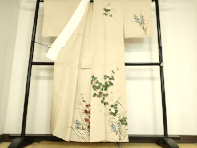 平和屋着物▽訪問着 単衣 作家物 草花文 金彩 正絹 逸品 DAAS0997az
