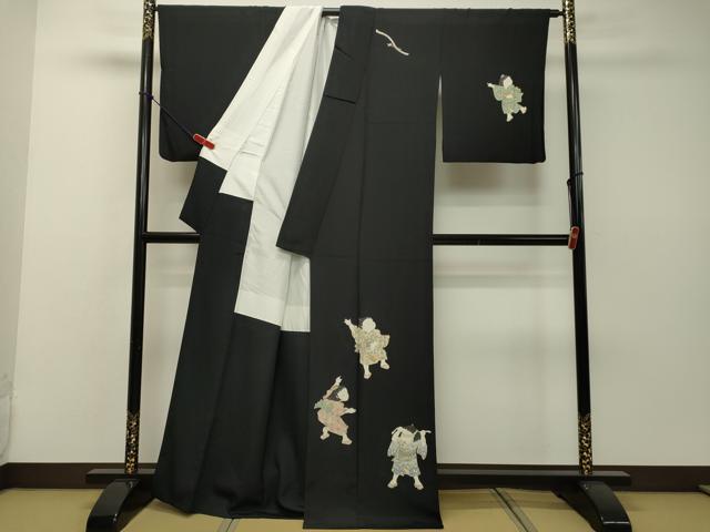 平和屋着物●訪問着 作家物 童子遊び 黒地 金彩 正絹 逸品 DAAS2008tw