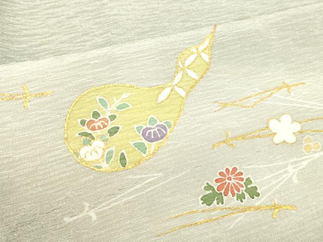 平和屋着物●訪問着 駒刺繍 瓢箪 ひょうたん 吹き寄せ花文 暈し染め 金彩 正絹 逸品 DAAS2026tw