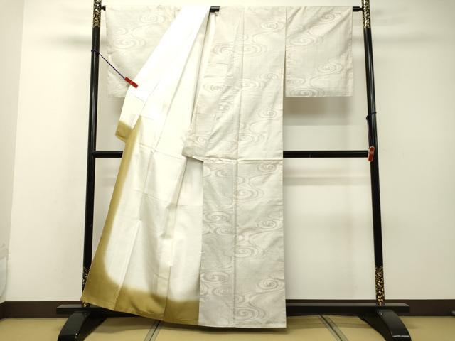 平和屋着物●本場大島紬 白大島 9マルキ 流水文 正絹 逸品 DAAS2038tw