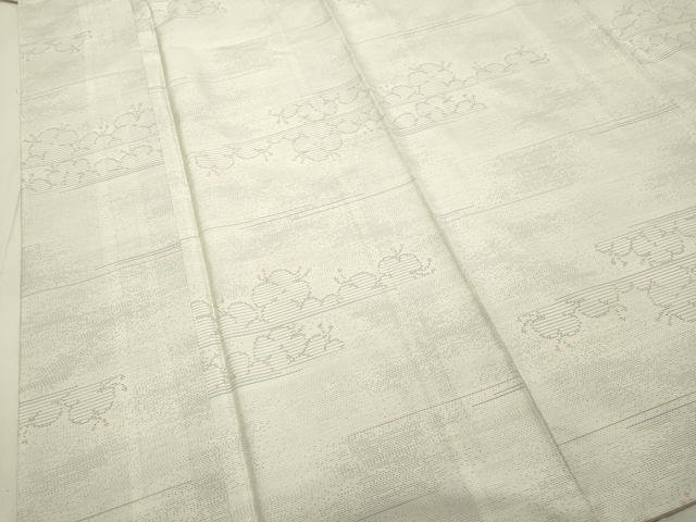 平和屋着物●本場大島紬 白大島 横段花文 正絹 逸品 DAAS2092tw