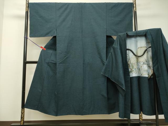 平和屋着物●男性 紬 アンサンブル 褐返色 正絹 逸品 DAAS2365tw