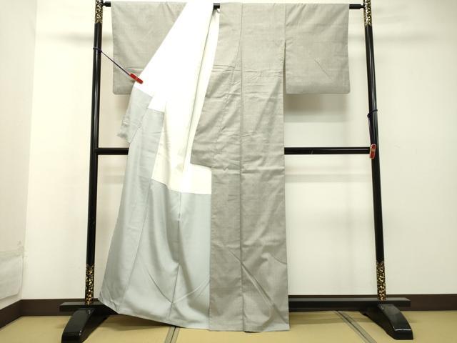 平和屋着物●本場結城紬 重要無形文化財 白鼠色 正絹 逸品 DAAS2375tw