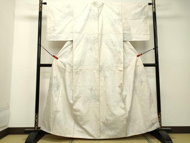 平和屋着物●本場大島紬 白大島 9マルキ 舞蝶草葉文 正絹 逸品 未使用 DAAS2380tw