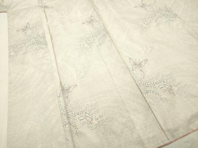平和屋着物●本場大島紬 白大島 9マルキ 舞蝶草葉文 正絹 逸品 未使用 DAAS2380tw