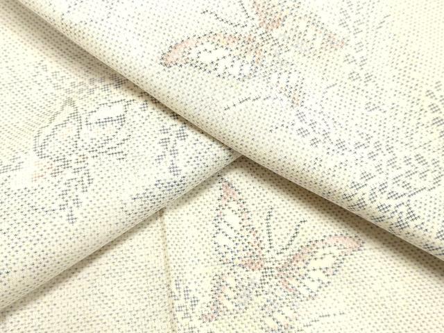 平和屋着物●本場大島紬 白大島 9マルキ 舞蝶草葉文 正絹 逸品 未使用 DAAS2380tw