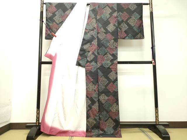平和屋着物●本場大島紬 薔薇 バラ 正絹 逸品 DAAS2381tw