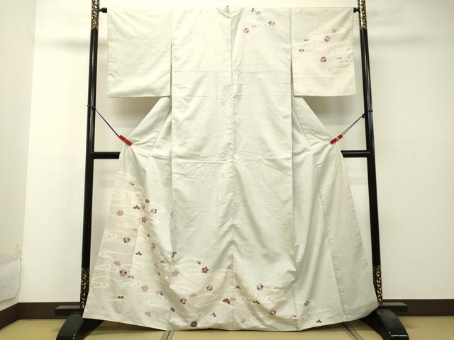 平和屋着物●訪問着 紬地 刺繍 流水舞花文 金彩 正絹 逸品 DAAS2386tw