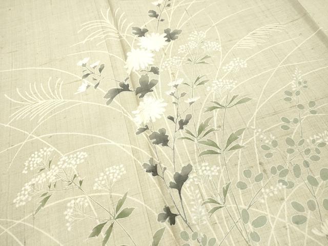平和屋着物●訪問着 紬地 草花文 正絹 逸品 DAAS2516tw