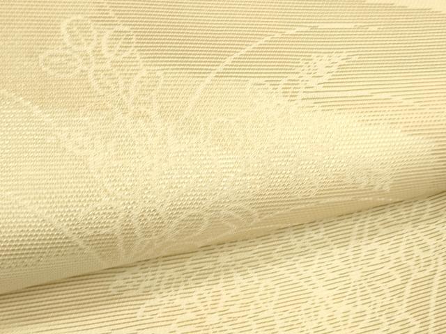 平和屋着物*夏物 六通柄袋帯 草花文 銀糸 正絹 逸品 DAAS2539cm