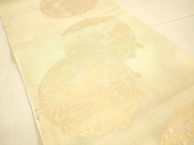 平和屋着物*夏物 六通柄袋帯 草花文 金糸 正絹 逸品 DAAS2547cm