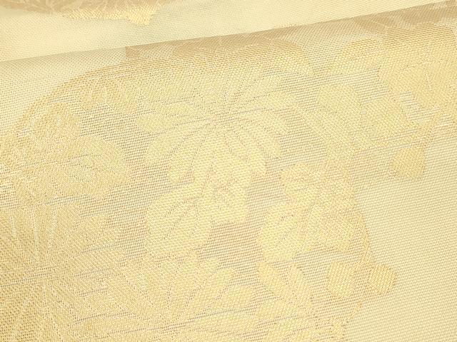 平和屋着物*夏物 六通柄袋帯 草花文 金糸 正絹 逸品 DAAS2547cm