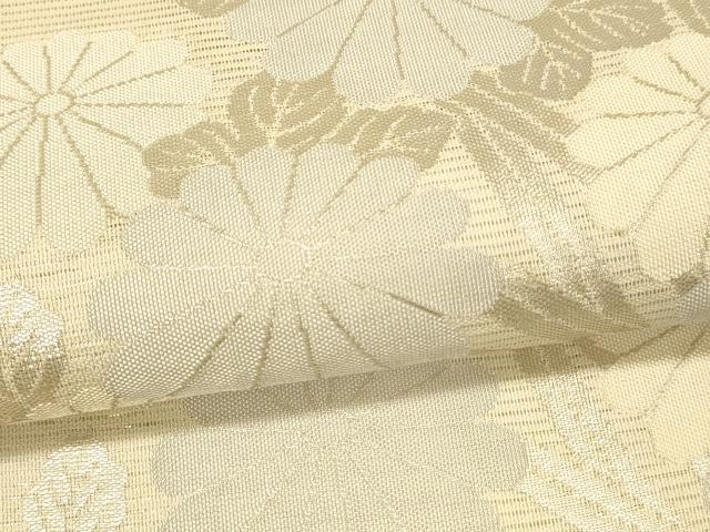 平和屋着物*夏物 六通柄袋帯 草花文 銀糸 正絹 逸品 DAAS2555cm