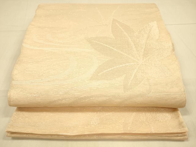 平和屋着物*夏物 六通柄袋帯 流水楓文 銀糸 正絹 逸品 DAAS2589cm
