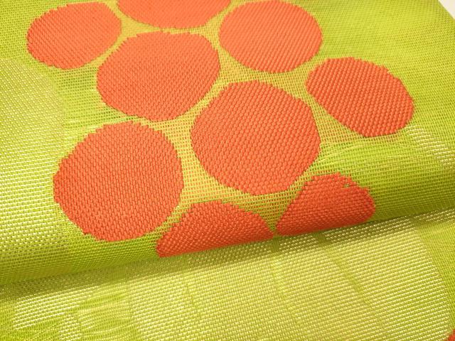 平和屋着物*夏物 六通柄袋帯 葡萄蔦の葉文 金糸 正絹 逸品 DAAS2611cm