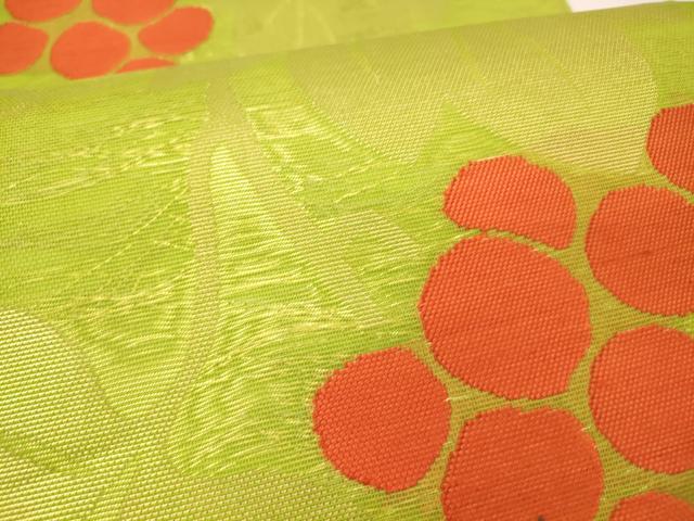 平和屋着物*夏物 六通柄袋帯 葡萄蔦の葉文 金糸 正絹 逸品 DAAS2611cm