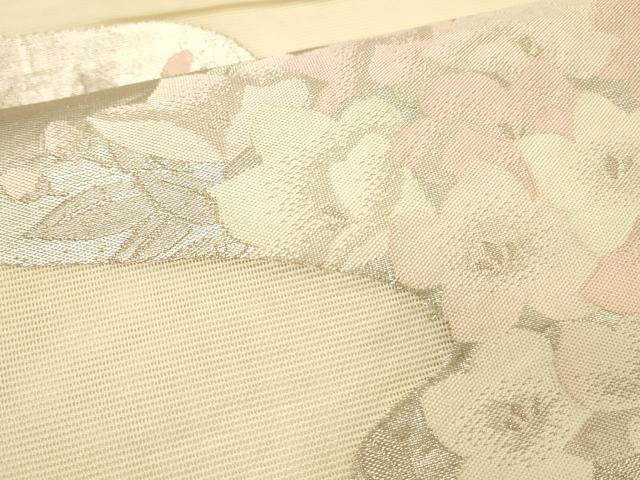 平和屋着物*夏物 六通柄袋帯 草花文 銀糸 正絹 逸品 DAAS2665cm
