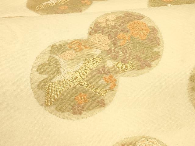 平和屋着物*夏物 六通柄袋帯 唐織 花鳥文 金銀糸 正絹 逸品 DAAS2917cm