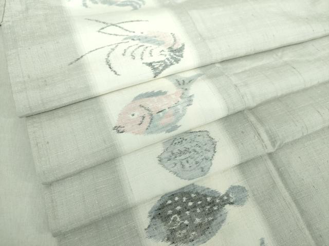 平和屋着物●訪問着 紬地 魚 間道 海老 鯛 河豚 蟹 正絹 逸品 DAAS3032ps