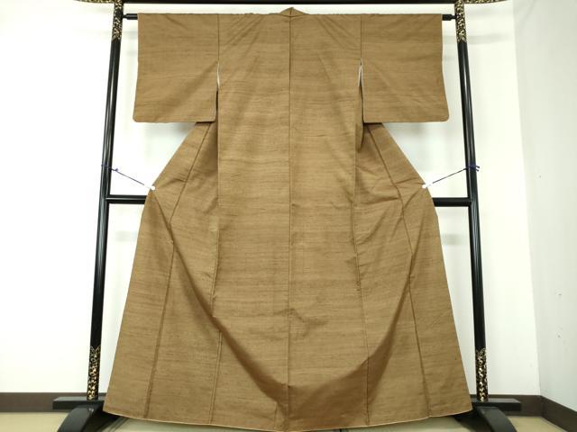 平和屋着物●上質な紬 色無地 朽葉色 正絹 逸品 DAAS3063ps