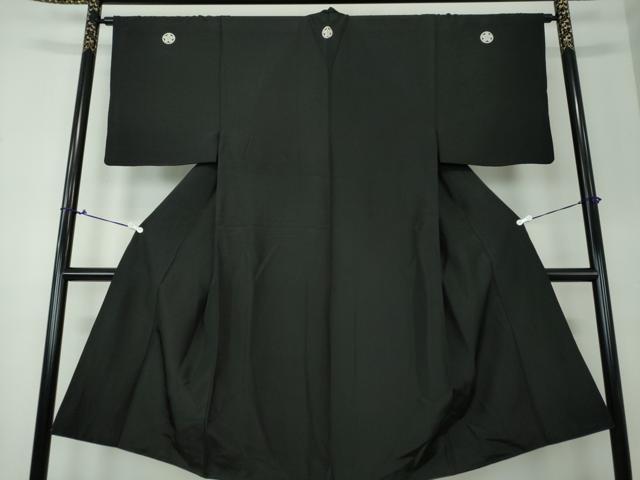 平和屋着物●男性 黒紋付 長羽織セット 正絹 逸品 DAAS3093ps