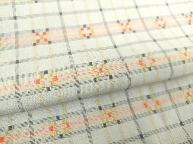 平和屋着物●上質な紬 花織 変わり格子 正絹 逸品 DAAS3130ps