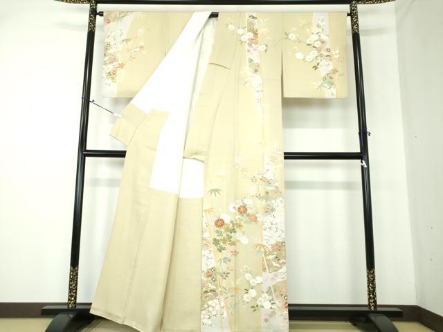 平和屋着物●訪問着 駒刺繍 雲取り宝尽くし飛鶴花文 金彩 正絹 逸品 DAAS3167ps