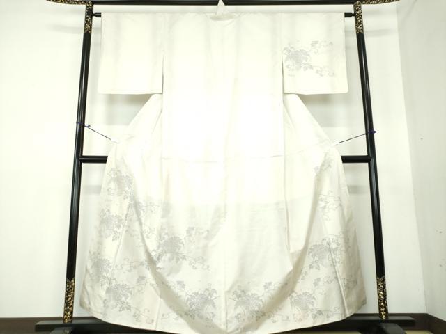 平和屋着物●本場大島紬 白大島 訪問着 雪輪花文 正絹 逸品 DAAS3383ps