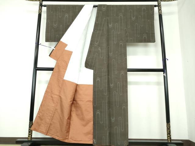 平和屋着物●結城紬 80亀甲 飛び亀甲柄 幾何学文様 証紙付き 正絹 逸品 DAAS3455ps