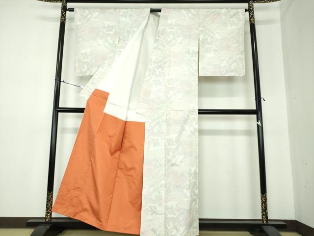 平和屋着物●本場大島紬 白大島 雲取り花文 正絹 逸品 DAAS3472ps