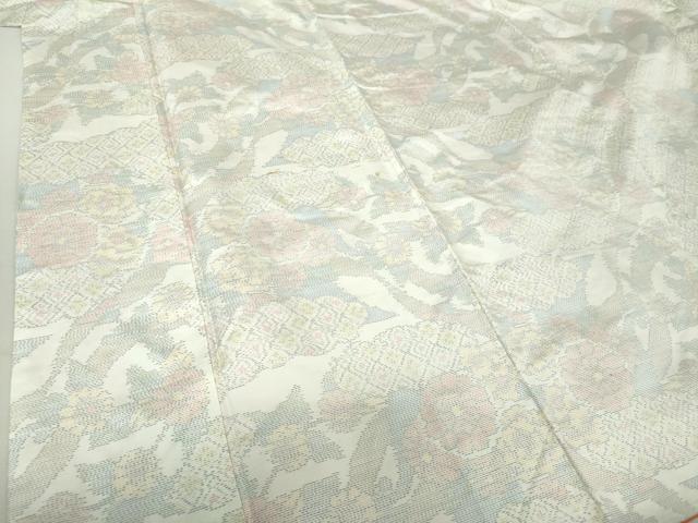 平和屋着物●本場大島紬 白大島 雲取り花文 正絹 逸品 DAAS3472ps