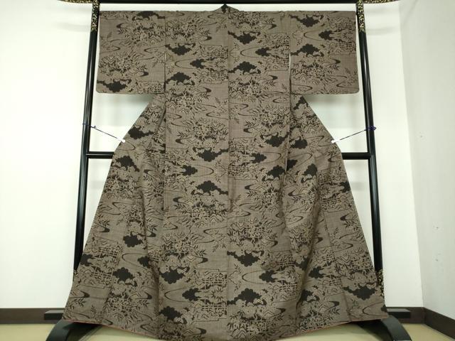 平和屋着物●本場大島紬 7マルキ 雲取り風景花文 正絹 逸品 DAAS3509ps