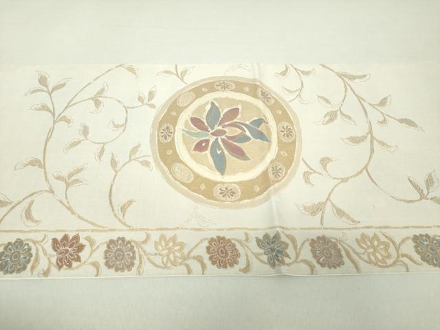 平和屋着物●洛風林 工芸帯地 銀座きしや 六通柄袋帯 花丸文 金糸 引箔 正絹 逸品 DAAS3561ps