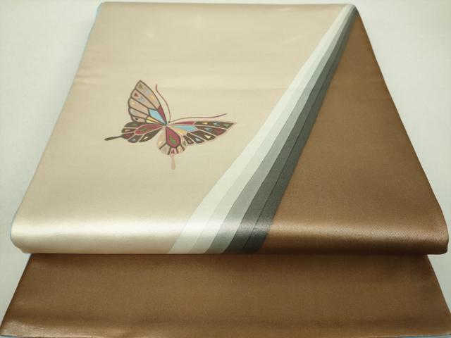 平和屋着物●染色作家 斉藤三才 太鼓柄袋帯 舞蝶文 金糸 正絹 逸品 DAAS3636ps