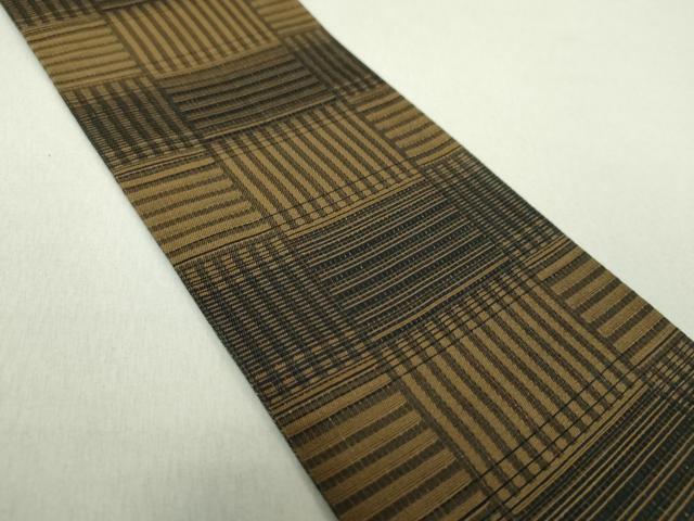 平和屋着物●男性 両面 角帯 梵字 変わり市松 金糸 正絹 逸品 DAAS3654ps