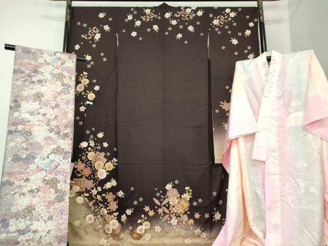 平和屋着物●豪華振袖 長襦袢(無双仕立て・半衿刺繍)・袋帯セット 刺繍 源氏香 雪輪舞桜 暈し染 金彩 やまと誂製 ロング丈 逸品 DAAS3734ps