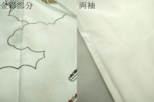 平和屋着物●本場染大島紬 訪問着 手描き 雲取り風景 金彩 正絹 逸品 DAAS3813ps